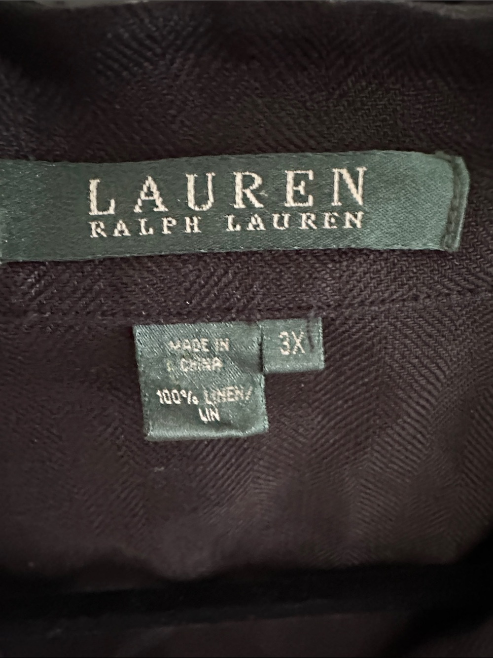 Lauren Ralph Lauren Linen Black Relaxed Button Down Shirt - Picture 2 of 5